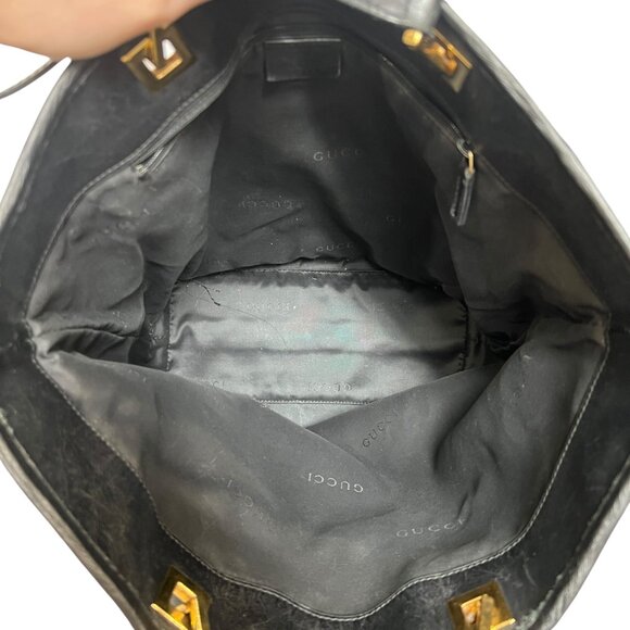 Gucci VINTAGE GG Monogram Gold Canvas Tote Shoulder Bag - Picture 6 of 14